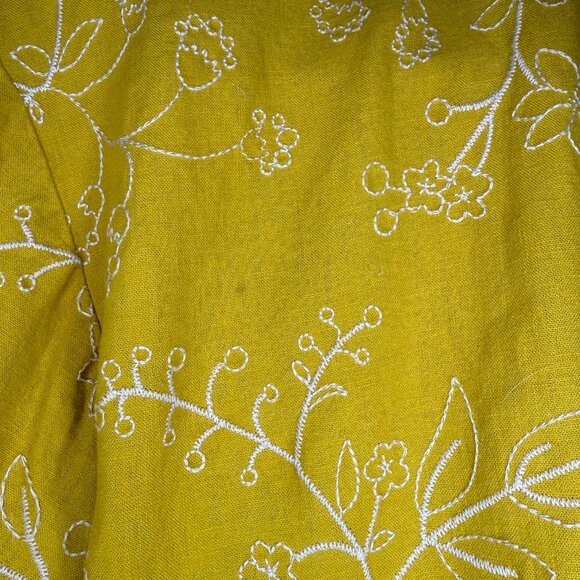 PRICE FIRM Madewell Yellow Embroidered Linen Boxy Button Down Shirt | Size XS/S - Picture 9 of 10